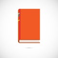 Vector orange flat reading book icon on white. Royalty Free Stock Photo