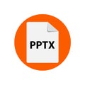 Vector orange icon PPTx. File format extensions icon.