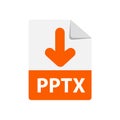 Vector orange icon PPTx. File format extensions icon.