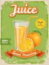 Vector Orange Juice Poster In Vintage Style With Typography Elements