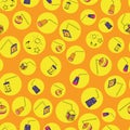 Vector Orange lantern festival doodle background pattern