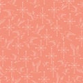 Vector orange nautic wind roses and segulls seamless pattern background texture