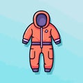 Vector of an orange and purple snowsuit on a blue background