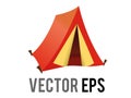 Vector orange red gardient outdoor tent icon, used for protection frtom wind and rain when camping