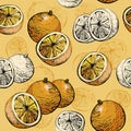 Orange Seamless background. Citrus fruit Juicy pattern.