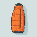 Vector of an orange sleeping bag on a light blue background