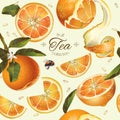 Vector orange tea seamless pattern. Royalty Free Stock Photo