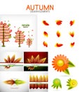 Vector orange and yellow autumn seasonal leaves, trees concepts Royalty Free Stock Photo