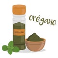 Vector oregano illustration isolated in cartoon style. Spanish name