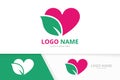 Vector organic heart logo combination. Love and leaf logotype design template. Royalty Free Stock Photo