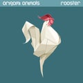 Vector origami animal. Rooster.