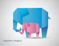 Vector origami elephant mother and son