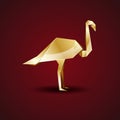 Vector origami golden flamingo