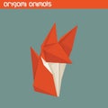 Vector origami isolated animal. Cute Fox Royalty Free Stock Photo