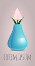 Vector origami paper flower in a vase