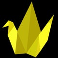 Origami, Yellow Bird, at Black Background