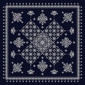 Vector ornament Bandana Print. Traditional ornamental ethnic pattern with paisley and flowers. Silk neck scarf or Royalty Free Stock Photo