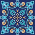 Vector ornament for ceramic tile. Portuguese azulejos decorative pattern