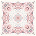 Vector ornament Embroidery floral Bandana Print, silk neck scarf or kerchief square pattern design style for print on