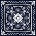 Vector ornament paisley Bandana Print. Silk neck scarf or kerchief square pattern design style, best motive for print on