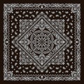 Vector ornament paisley Bandana Print. Silk neck scarf or kerchief square pattern design style, best motive for print on