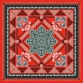 Vector ornament paisley Bandana Print. Silk neck scarf or kerchief square pattern design style, best motive for print on Royalty Free Stock Photo