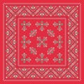 Vector ornament paisley Bandana Print. Silk neck scarf or kerchief square pattern design style, best motive for print on Royalty Free Stock Photo