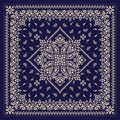 Vector ornament paisley Bandana Print. Silk neck scarf or kerchief square pattern design style, best motive for print on Royalty Free Stock Photo