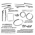 Vector ornament and scribbles set. Hand drawn illustration isolated on white background. Royalty Free Stock Photo