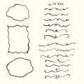 Vector ornament and scribbles set. Hand drawn illustration isolated on white background. Royalty Free Stock Photo