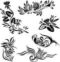 Vector Ornamental Floral Doodle Designs Set Royalty Free Stock Photo