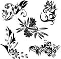 Vector Ornamental Floral Doodle Designs Set Royalty Free Stock Photo