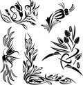 Vector Ornamental Floral Doodle Designs Set Royalty Free Stock Photo