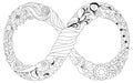 Vector illustration of an infinity symbol zentangle styled