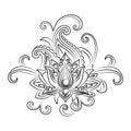 Vector ornamental Lotus, ethnic zentangled henna tattoo