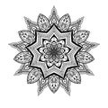 Vector ornamental Lotus mandala, ethnic zentangled henna tattoo