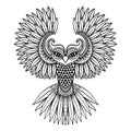 Vector ornamental Owl, ethnic zentangled mascot, amulet, mask