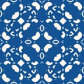 Vector ornamental seamless pattern. Indigo blue tile in mediterranean style