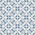 Vector ornamental seamless pattern. Indigo blue tile in portuguese style