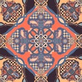 Vector ornamental tile pattern. Colorful square design, ethnic style