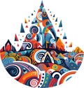 Vector ornamental traditional decorative ethnic mountains illustration. Abstract historical mythology whimsical mountain