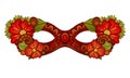 Vector Ornate Colored Mardi Gras Carnival Mask with Decorative Flowers Royalty Free Stock Photo