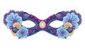 Vector Ornate Colored Mardi Gras Carnival Mask with Decorative Flowers Royalty Free Stock Photo