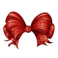 Vector Ornate Colored Red Bow with Pattern