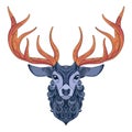 Vector Ornate Deer Horned Head