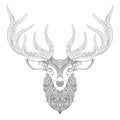 Vector Ornate Deer Horned Head