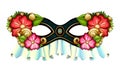 Vector Ornate Mardi Gras Carnival Mask with Decorative Flowers