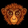 Vector Ornate Monkey Head. Patterned Tribal Colored Design Royalty Free Stock Photo