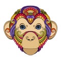 Vector Ornate Monkey Head Royalty Free Stock Photo