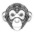 Vector Ornate Monkey Head Royalty Free Stock Photo